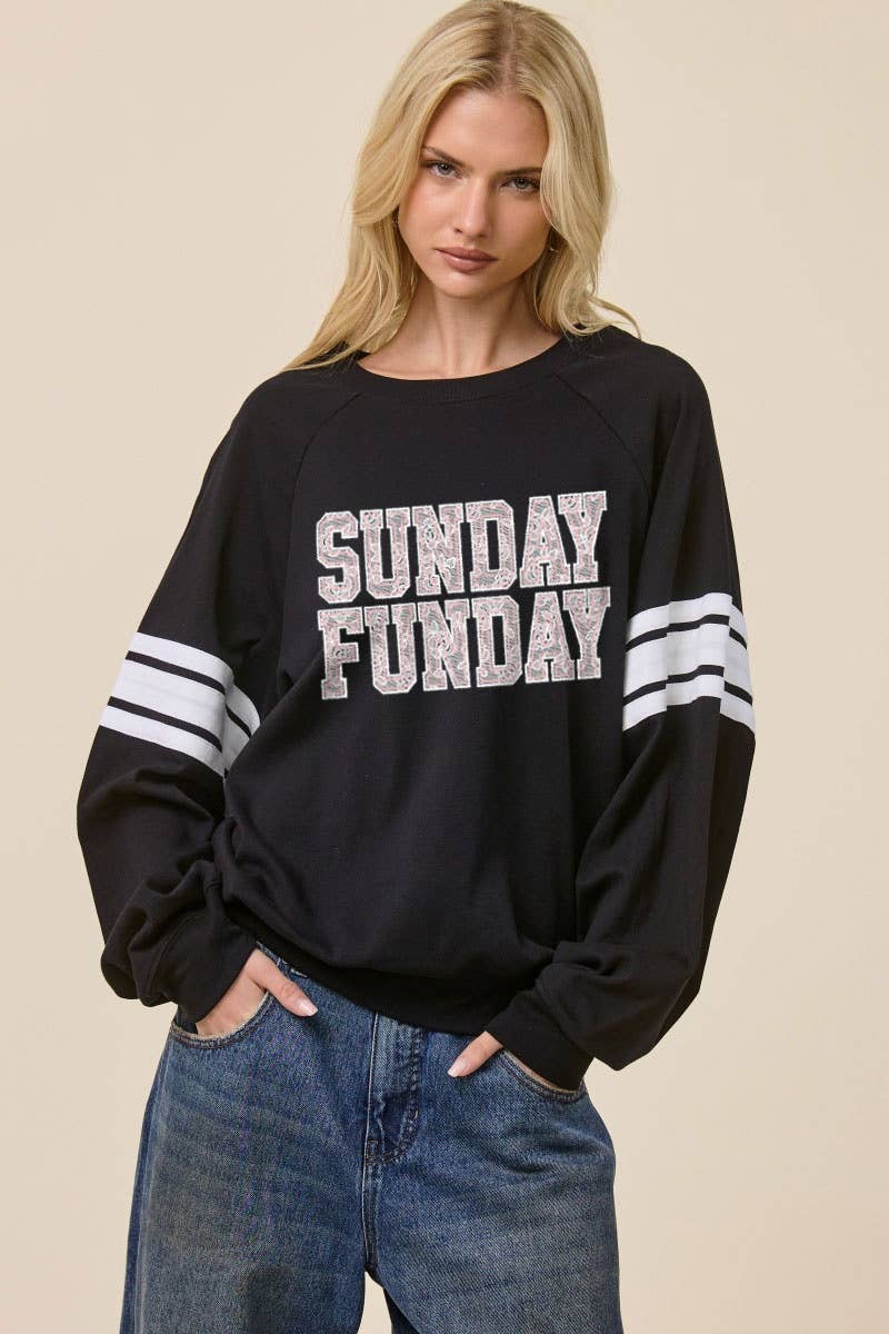 PUFF' Sunday Funday Graphic L/S Oversized Sweatshirt: LT PINK / S