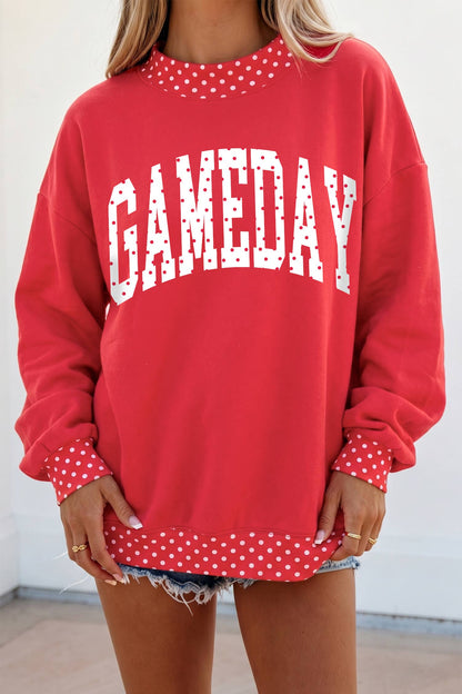 Red/White Polka Dot Game Day Mock Neck SS
