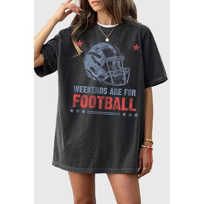 WEEKENDS FOOTBALL OVERSIZED MINERAL GRAPHIC TEE: White / S