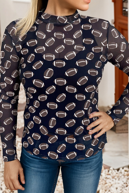 LDC Game Day Rugby Mesh Sheer Long Sleeve Top: Red / S