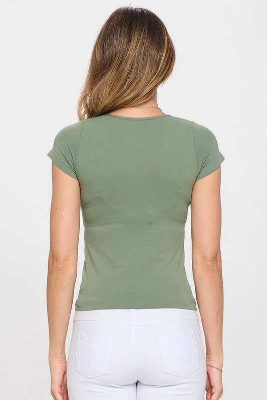 Women's Seamless Crew Neck Short Sleeve Top: Black / OS
