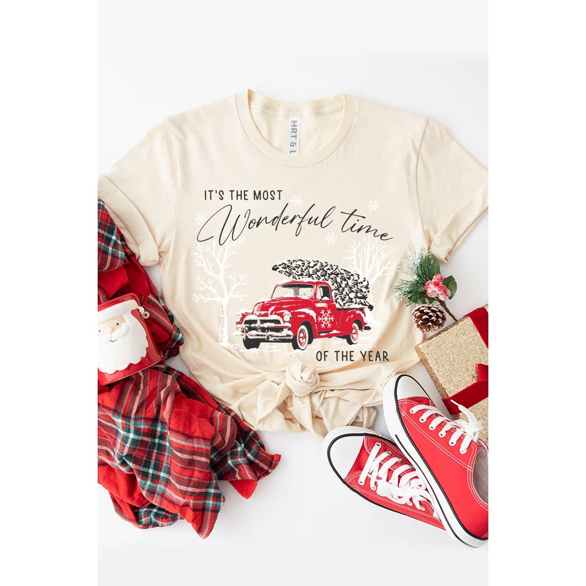 IT S THE MOST WONDERFUL TIME WASHED GRAPHIC TEE: LT GREY / XL