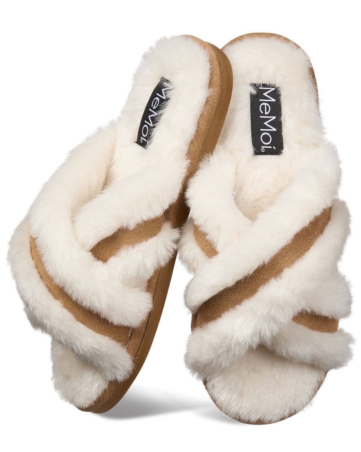 The Serina Plush Slipper: Ivory / S