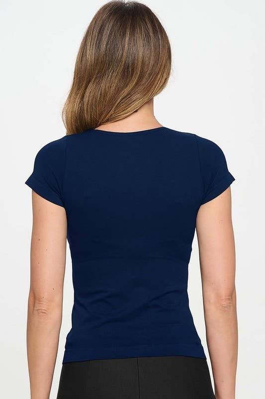 Women's Seamless Crew Neck Short Sleeve Top: White / OS