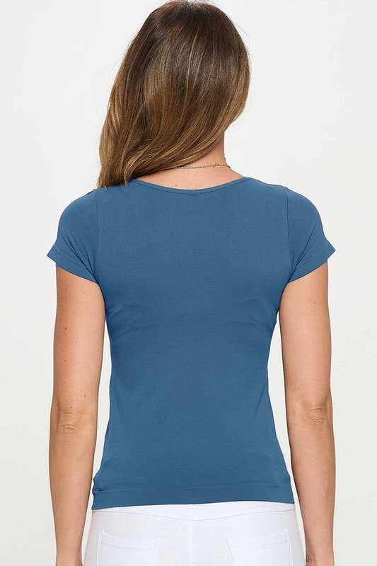 Women's Seamless Crew Neck Short Sleeve Top: Black / OS