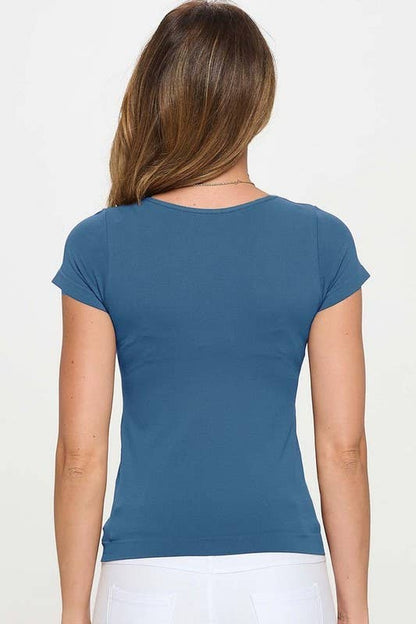 Women's Seamless Crew Neck Short Sleeve Top: Black / OS