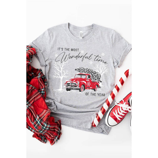 IT S THE MOST WONDERFUL TIME WASHED GRAPHIC TEE: LT GREY / M